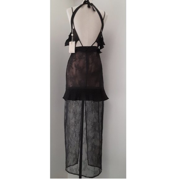 COPY - NWT FOR LOVE & LEMONS MARGOT BLACK LACE OFF THE SHOULDER MIDI DRESS - Picture 5 of 7